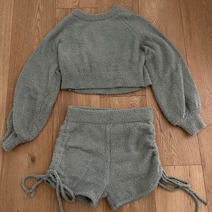 Fuzzy sage green lounge set